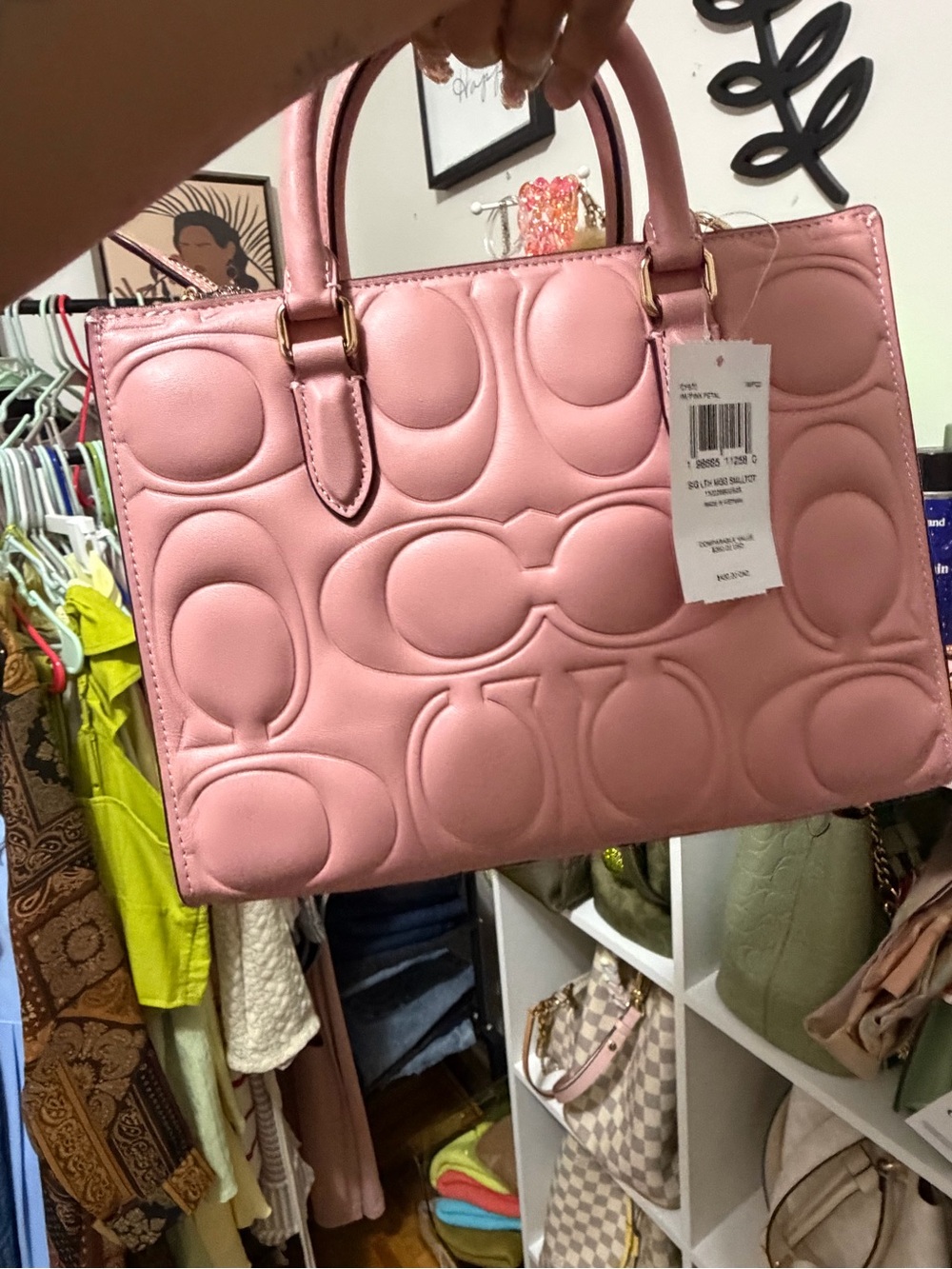 Coach Maggie Pink Quilted Leather Signature Satchel with Gold Hardware & Wallet - Picture 3 of 3